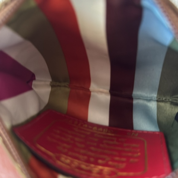 Coach Signature Brown Jacquard Red Patent Leather Wristlet - Picture 4 of 4